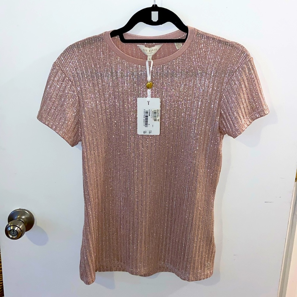 NWT Ted Baker pink and silver tee